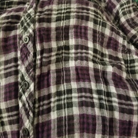 Torrid Plaid Button Up 3/4 Sleeve Tie Belt Top 0X - Picture 3 of 6